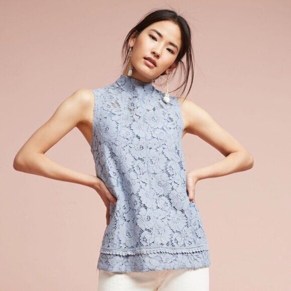 Anthropologie Tops - Anthropologie | Maeve Emilie Lace Top Iris Blue